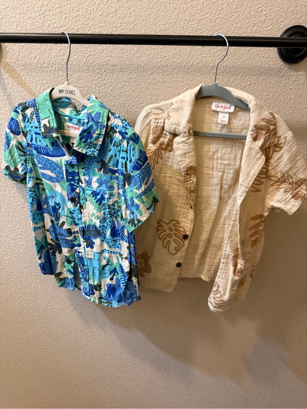 Bundle - 2 Toddler Cat & Jack Short Sleeve Button-Up Shitrts
